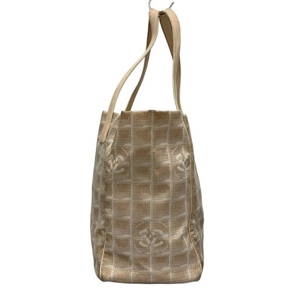 Auth CHANEL New Travel Line Tote MM - Pink White Nylon Leather Tote Bag - Picture 3 of 9